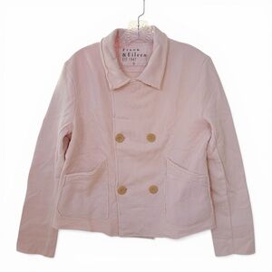 FRANK & EILEEN Soft Pink Triple Fleece Mini Belfast Pea Coat SMALL NWOT $328